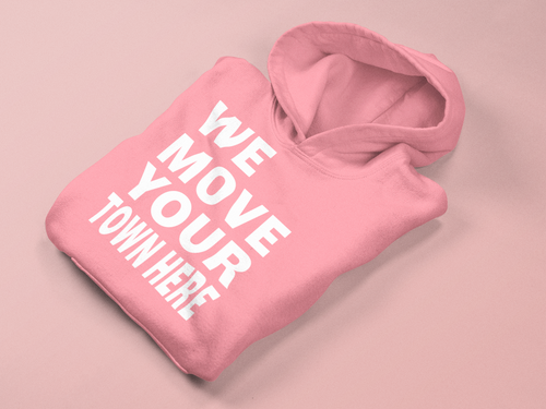 PINK CUSTOM PRINT WE MOVE PULLOVER HOODIE
